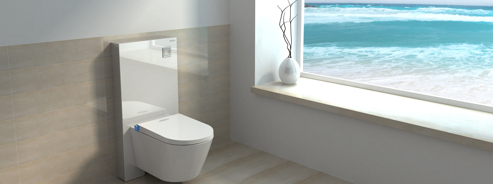 Ein vollintegriertes Dusch WC mit klarem Design, spülrandloser und damit pflegeleichter Keramik und absolut einfacher Bedienbarkeit.